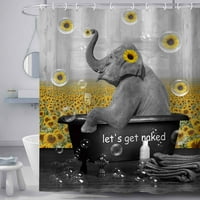 Забавна слонова завеса за душ, вземете гола сладка завеса за баня за къпане на животни, слънчогледи вана балон