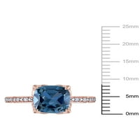 Тангело 2-Каратов Т. Г. в. Лондон-син топаз и диамантен акцент 10к годежен пръстен от розово злато
