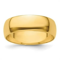 Първично злато карат жълто злато леко тегло половин кръгла лента размера 9,5
