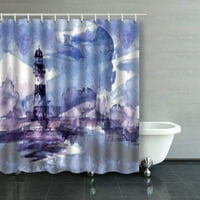 Акварелна илюстрация Фара Буря на морско арт душ завеси за баня завеса за баня
