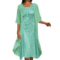 Женска мода и свободно време елегантна отпечатана шифонска рокля два комплекта