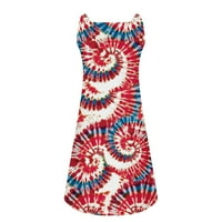 Joau дамски американски флаг Студено рамо тениски рокля звезди Ивици Графичен плаж Слънце