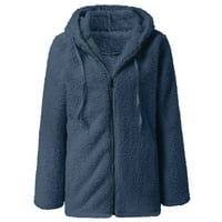 Labakihah палта за жени Дами дами топло палто яке зима O-neck солидно дълги връхни дрехи сини xxxxxl
