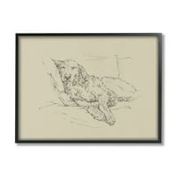 Ступел Индъстрис спокоен отдих Лабрадор куче молив скица рисуване рисуване печат Черно рамкирани изкуство печат стена изкуство, дизайн от Итън Харпър