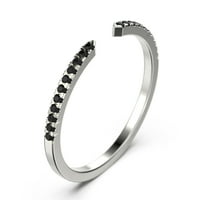 Ширина отворен дизайн 0,22ct черен диамант moissanite 18k бяло злато над сребърна сватбена лента
