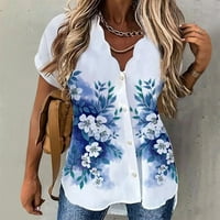 Жените флорален принт блуза къс ръкав-риза лято бутон върхове Реглан върхове дрехи фотосесия риза ваканционни върхове Модни туника ризи бизнес ежедневни върхове