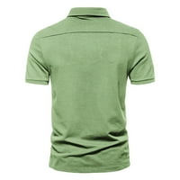 Мъжки поло ризи с къс ръкав Големи и висок солиден бутон за печат с яка блузна риза удобно бързо изсушаване