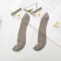Yubnlvae ежедневна маргаритка солидна сладка дишаща мрежа с сплитане бродерия къси женски чорапи чорапи khaki