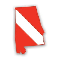 Алабама членка оформен водолаз надолу флаг стикер Декал-самозалепващ винил-устойчив на атмосферни влияния-Произведено в САЩ-гмуркане флаг гмуркане ал