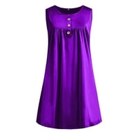 Летни рокли за жени без ръкави солидни бохемски мини рокли за пътуване с v-образно рокля лилаво 3xl