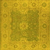 Ahgly Company Machine Pashable Indoor Rectangle Oriental Yellow Industrial Area Cugs, 5 '7'