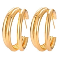 Ozmmyan Gold Jewelry for Women Snowflake Големи обеци Дами личностна темперамент C-образни обеци колежи за по-малко