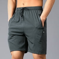 Мъжки тренировъчни къси панталони спорт бързо изсушаване коприна конец отпечатък за залепени джобни къси панталони с цип