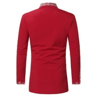 Мъжки ризи Есен Зима Принт Дълъг ръкав Дамики Блуза Блуза червено + л