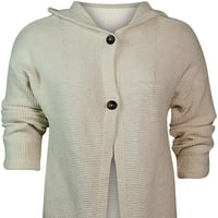 Женско палто дамски жилетка оребрени пуловери изхранват бутон с дълъг ръкав надолу по кардиган плетен качулка мода модна изтичане