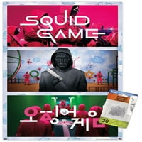 Игра на Netfli Squid - Плакат за стена на колаж с pushpins, 14.725 22.375