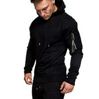 Hanas Men's Mens New Fashion Autumn Splicing Zipper Print Sweatshirt Top Sport Tracksuit Black M
