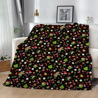 Коледно одеяло Гринч печат мека фланела уютни одеала машинно пране лека топла Коледна украса одеяло за диван, диван и легло