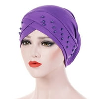 Жени индийски разтегливи мъниста тюрбан шапка за глава Hijab Cap Cancer Chemo Hat