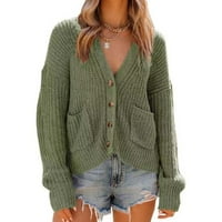 Есенни пуловери торбички с пуловер Кардиган Ваканция V-образни пуловери Кардиган Зелен XL