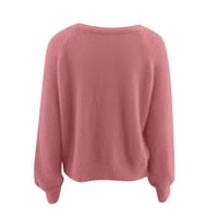 Aoksee пуловери за жени дами модни v-образни вещи плътни цветни бутон свободен пуловер Външен пуловер
