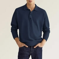 KALI_STORE Мъжки поло риза Мъжки поло риза ежедневни тънки поло тениски голф риза флот, XL