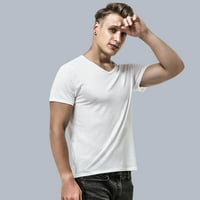 Мъжка тениска Мъжка лятна Дишаща Ледена копринена тениска с къс ръкав култивира Фитнес мъже в шия къса блуза Мъжки тениски бели л