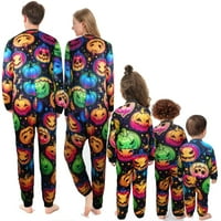 Семейство съвпадение на Хелоуин onesie pajamas тиква отпечатан дълъг ръкав резюмено съново облекло за двойка мъже жени деца бебе