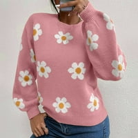Njshnmn женски пуловер с дълги ръкави джъмперни върхове, розово, m