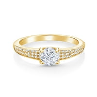 Gem Stone King 18k жълто злато, покрит сребърен пръстен с мойсанит