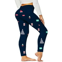 Калци кльощава йога панталони за жени стреч Коледа гамаши дълги корема контрол панталони Лос Принт Слим крак Коледа анцуг дъна стил-Г 3ХЛ