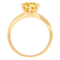 1. КТ брилянтен кръг нарязани ясно симулирани диамант 18К жълто злато пасианс с акценти пръстен СЗ 7.75