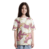 Сладки заешки момчета Kawaii 3d отпечатана тениска с къс ръкав за деца подарък за рожден ден Детски дрехи ， B-XL