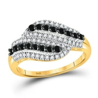 10к жълто злато кръгъл черен диамантен моден пръстен