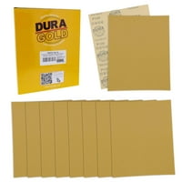 Dura -Gold Premium шкурка - Grit - пълен размер 9 11 листове, дърво работници злато, обикновена подложка - BO от листове - шлифовъчен пясък, отрязан за употреба на 1 4, 1 3, шлифовъчен шлифове
