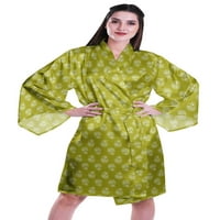 Moomaya Printed Womens Kimono Sleeve Roles Сатен коприна Приготвяне на булчински халат