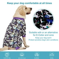 Ловинпет дрехи за кучета от големи породи, риза за възстановяване на рани след операция за големи кучета, еднорози в космически черен печат, защита от ултравиолетови лъчи, облекчаване на тревожността на домашни