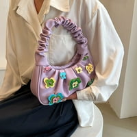 Нова модна ниша дизайнерска чанта с цветя за подмишник PU чанта за подмишници - лилаво