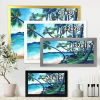 Дизайнарт 'Тропически Плаж В Летен Рай С Палми' Морска И Крайбрежна Рамка Арт Принт