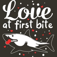 Любов при първо ухапване акула Валентин ден сърдечна трошачка любов юноши въглен сив графичен тройник - дизайн от хора m
