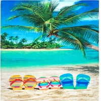 Плажните флопи Flops Плажна кърпа памук - слънчев ден тропическа плажна кърпа
