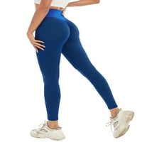 Женски изтъркани гамаши за дупе с висока талия йога панталони за контрол на плячката тренировка за бутони за задник, сиво-бели