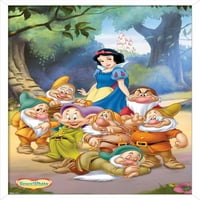 Disney Snow White и седемте джуджета - групов стенен плакат с дървена магнитна рамка, 22.375 34