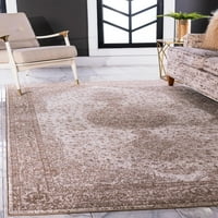 Уникален Loom Bromley Традиционен килим за винтидж зона, бели кафяви, 8 '10'