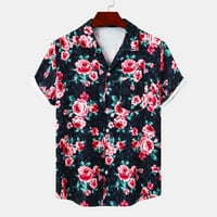 Идораван Мъжки върховете клирънс лятото Мъжки реколта отпечатани къс ръкав Кубински яка риза хавайски стил модел изненадващ яка блуза & риза