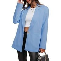 Дамски дълъг блейзър костюм тънки дамски палто официални якета тънки плюс размер m-3xl