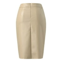 Пола на миайилима за жени елегантна обвивка с висока талия Pu кожена пола с пола с размер xl