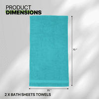 Магшион 2-парче мек лист за баня, памук екстра големи Извънгабаритни кърпи комплект за баня, Високо абсорбиращ, тюркоазено синьо