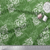 Soimoi Polyester Crepe Fabric Filigrey Damask Print Fabric от двор широк