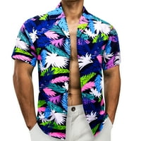 Мъжки хавайска риза с къс ръкав ежедневен тропически бутон нагоре флорални рокли ризи плаж бриз парти